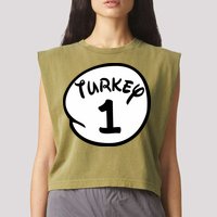 Turkey 1 2 3 Funny Thanksgiving Matching Garment-Dyed Women's Muscle Tee
