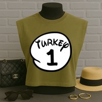 Turkey 1 2 3 Funny Thanksgiving Matching Garment-Dyed Women's Muscle Tee