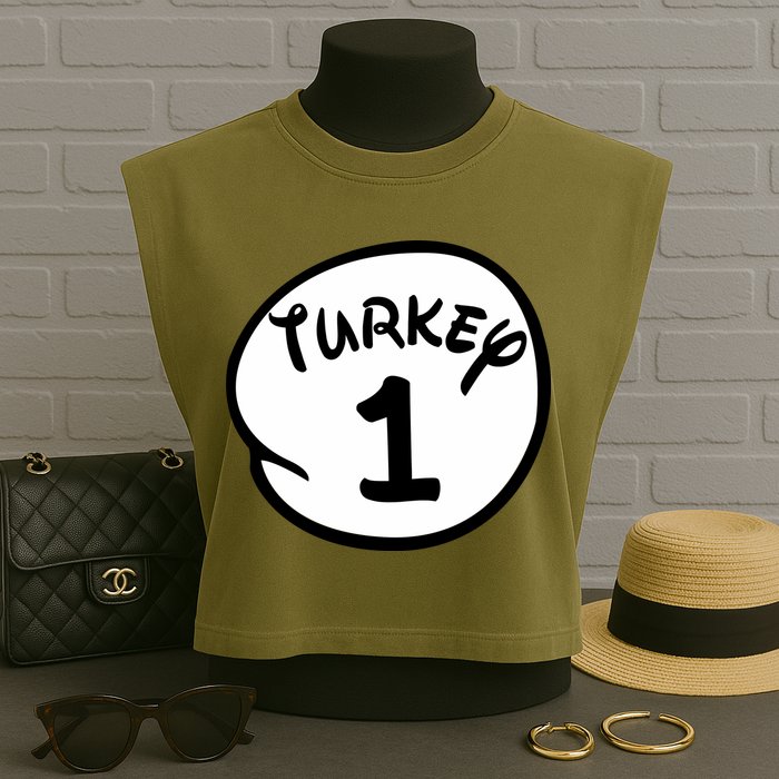 Turkey 1 2 3 Funny Thanksgiving Matching Garment-Dyed Women's Muscle Tee