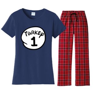 Turkey 1 2 3 Funny Thanksgiving Matching Women's Flannel Pajama Set