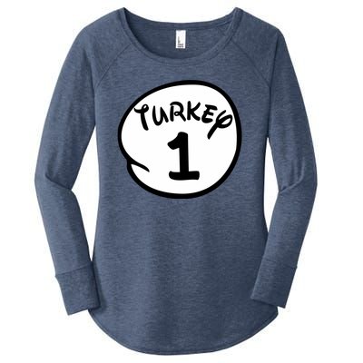 Turkey 1 2 3 Funny Thanksgiving Matching Women's Perfect Tri Tunic Long Sleeve Shirt