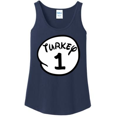 Turkey 1 2 3 Funny Thanksgiving Matching Ladies Essential Tank