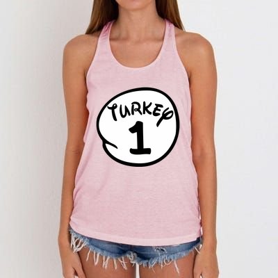 Turkey 1 2 3 Funny Thanksgiving Matching Women's Knotted Racerback Tank