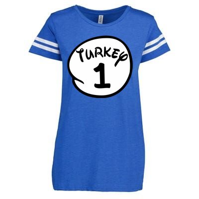 Turkey 1 2 3 Funny Thanksgiving Matching Enza Ladies Jersey Football T-Shirt