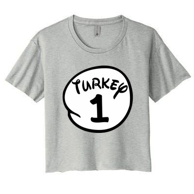 Turkey 1 2 3 Funny Thanksgiving Matching Women's Crop Top Tee