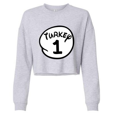 Turkey 1 2 3 Funny Thanksgiving Matching Cropped Pullover Crew