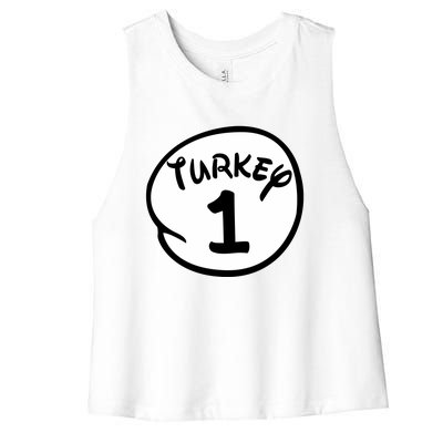 Turkey 1 2 3 Funny Thanksgiving Matching Women's Racerback Cropped Tank