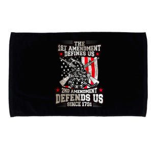 The 1st Amendment Defines Us! 2nd Amendment Defend Us! Microfiber Hand Towel