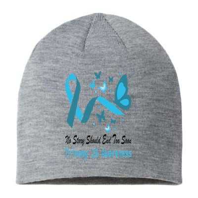 Trisomy 18 Awareness Butterfly Support Light Blue Ribbon Sustainable Beanie