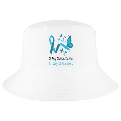 Trisomy 18 Awareness Butterfly Support Light Blue Ribbon Cool Comfort Performance Bucket Hat