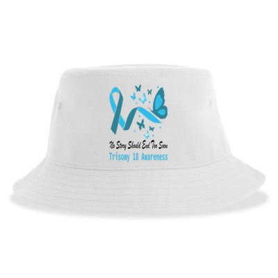 Trisomy 18 Awareness Butterfly Support Light Blue Ribbon Sustainable Bucket Hat