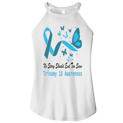 Trisomy 18 Awareness Butterfly Support Light Blue Ribbon Women’s Perfect Tri Rocker Tank