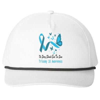 Trisomy 18 Awareness Butterfly Support Light Blue Ribbon Snapback Five-Panel Rope Hat