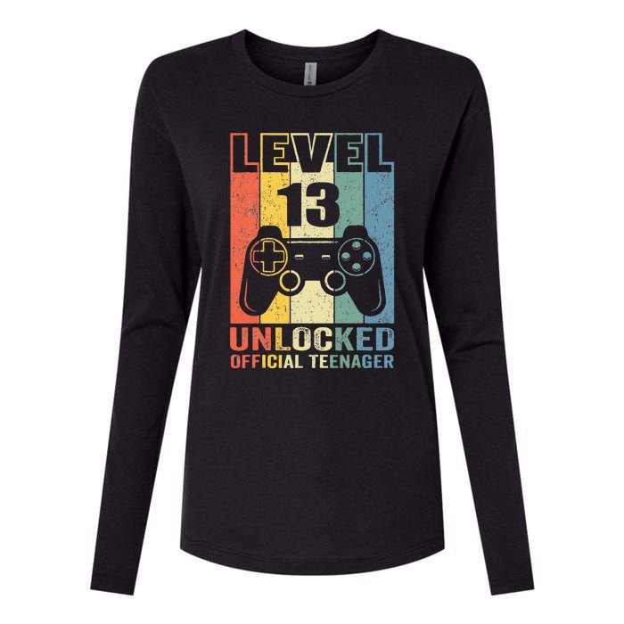 Teenager 13th Birthday Gift Level 13 Unlocked Womens Cotton Relaxed Long Sleeve T-Shirt