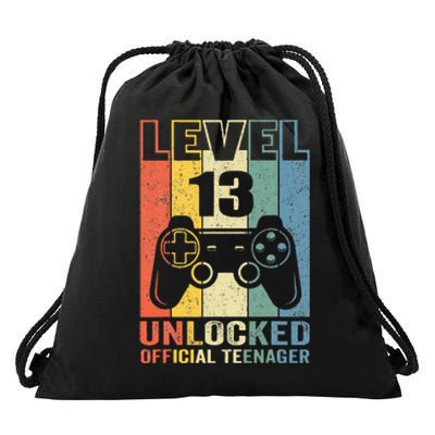 Teenager 13th Birthday Gift Level 13 Unlocked Drawstring Bag