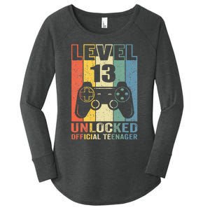 Teenager 13th Birthday Gift Level 13 Unlocked Women's Perfect Tri Tunic Long Sleeve Shirt