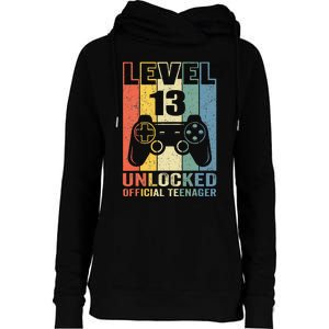 Teenager 13th Birthday Gift Level 13 Unlocked Womens Funnel Neck Pullover Hood