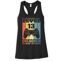 Teenager 13th Birthday Gift Level 13 Unlocked Women's Racerback Tank