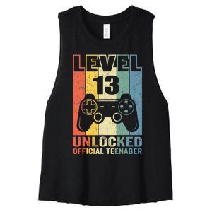 Teenager 13th Birthday Gift Level 13 Unlocked Women's Racerback Cropped Tank