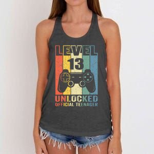 Teenager 13th Birthday Gift Level 13 Unlocked Women's Knotted Racerback Tank