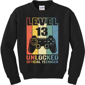 Teenager 13th Birthday Gift Level 13 Unlocked Kids Sweatshirt