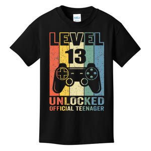 Teenager 13th Birthday Gift Level 13 Unlocked Kids T-Shirt