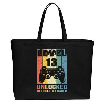 Teenager 13th Birthday Gift Level 13 Unlocked Cotton Canvas Jumbo Tote