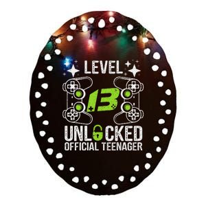 Teenager 13th Birthday Gift Level 13 Unlocked Ceramic Oval Ornament