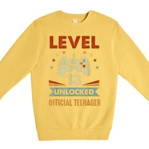 Teenager 13th Birthday Level 13 Unlocked Premium Crewneck Sweatshirt