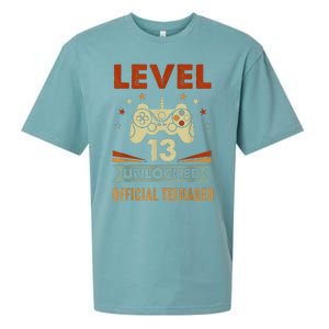 Teenager 13th Birthday Level 13 Unlocked Sueded Cloud Jersey T-Shirt