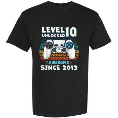 Ten 10yr BDay Son Boy Funny Gamer 10th 10 Year Old Birthday Garment-Dyed Heavyweight T-Shirt