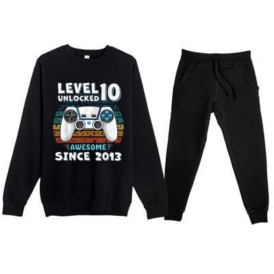 Ten 10yr BDay Son Boy Funny Gamer 10th 10 Year Old Birthday Premium Crewneck Sweatsuit Set