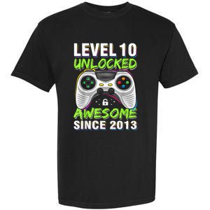 Ten 10yr BDay Son Boy Funny Gamer 10th 10 Year Old Birthday Garment-Dyed Heavyweight T-Shirt