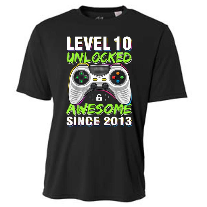 Ten 10yr BDay Son Boy Funny Gamer 10th 10 Year Old Birthday Cooling Performance Crew T-Shirt