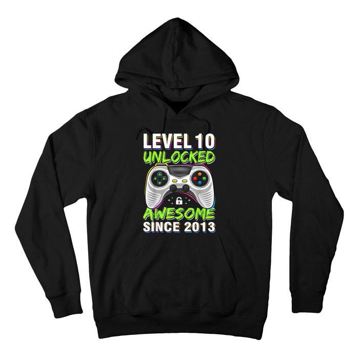 Ten 10yr BDay Son Boy Funny Gamer 10th 10 Year Old Birthday Hoodie