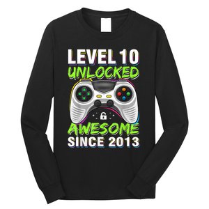 Ten 10yr BDay Son Boy Funny Gamer 10th 10 Year Old Birthday Long Sleeve Shirt