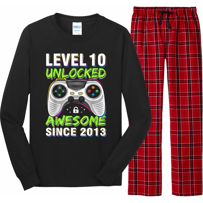 Ten 10yr BDay Son Boy Funny Gamer 10th 10 Year Old Birthday Long Sleeve Pajama Set