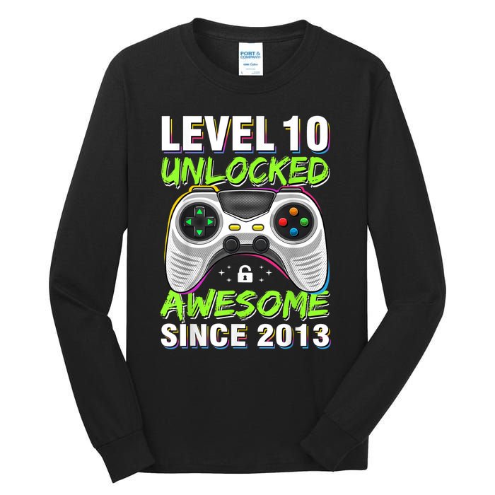 Ten 10yr BDay Son Boy Funny Gamer 10th 10 Year Old Birthday Tall Long Sleeve T-Shirt