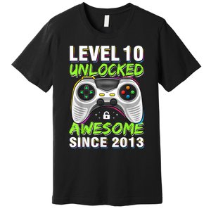 Ten 10yr BDay Son Boy Funny Gamer 10th 10 Year Old Birthday Premium T-Shirt