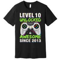 Ten 10yr BDay Son Boy Funny Gamer 10th 10 Year Old Birthday Premium T-Shirt