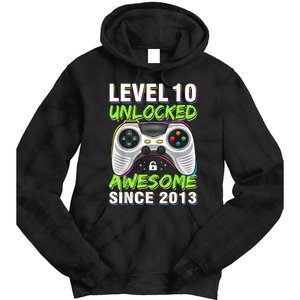 Ten 10yr BDay Son Boy Funny Gamer 10th 10 Year Old Birthday Tie Dye Hoodie