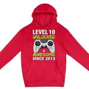 Ten 10yr BDay Son Boy Funny Gamer 10th 10 Year Old Birthday Premium Pullover Hoodie