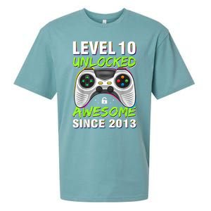 Ten 10yr BDay Son Boy Funny Gamer 10th 10 Year Old Birthday Sueded Cloud Jersey T-Shirt