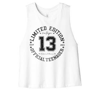 Teenager 13th Birthday 13 Year Old Gifts Women's Racerback Cropped Tank