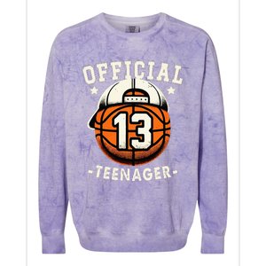 Teenager 13th Birthday 13 Year Boy Basketball Bday Colorblast Crewneck Sweatshirt