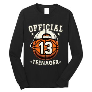 Teenager 13th Birthday 13 Year Boy Basketball Bday Long Sleeve Shirt