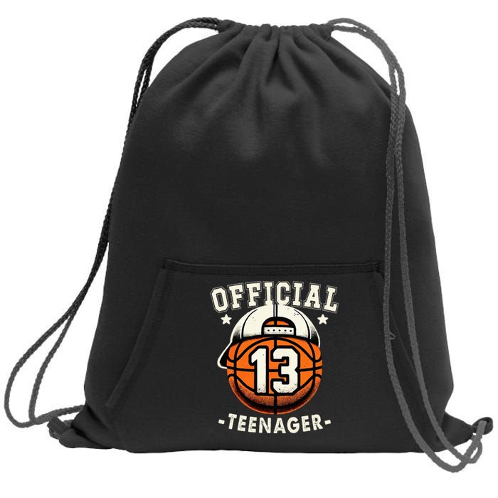 Teenager 13th Birthday 13 Year Boy Basketball Bday Sweatshirt Cinch Pack Bag