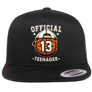 Teenager 13th Birthday 13 Year Boy Basketball Bday Flat Bill Trucker Hat