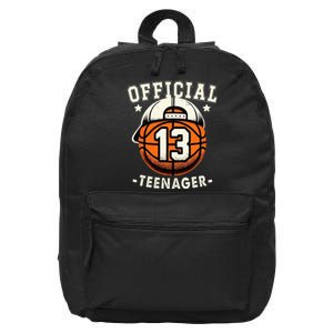 Teenager 13th Birthday 13 Year Boy Basketball Bday 16 in Basic Backpack