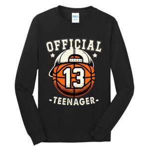 Teenager 13th Birthday 13 Year Boy Basketball Bday Tall Long Sleeve T-Shirt